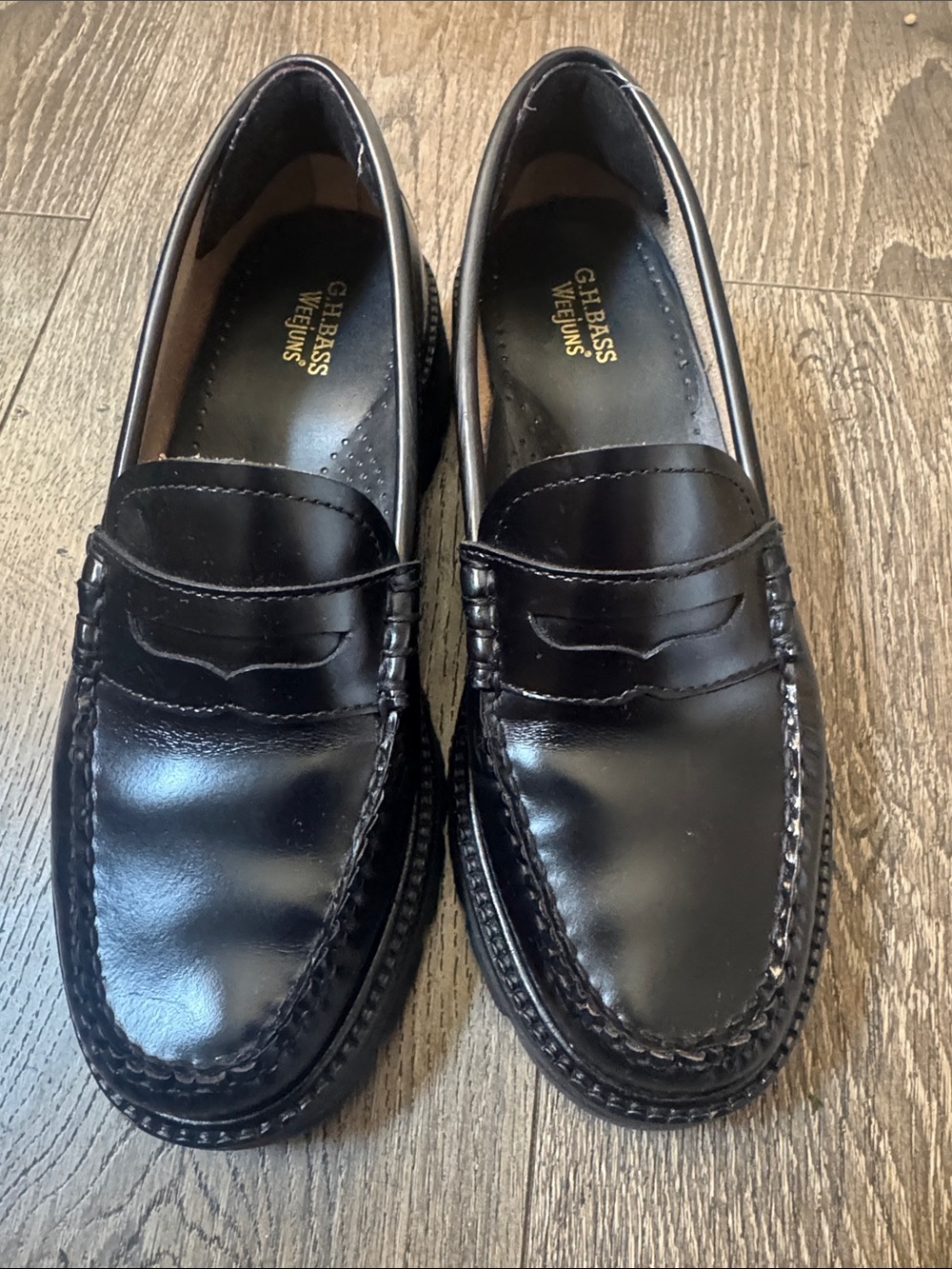 G.H. Bass & Co. Black Leather Penny Loafers